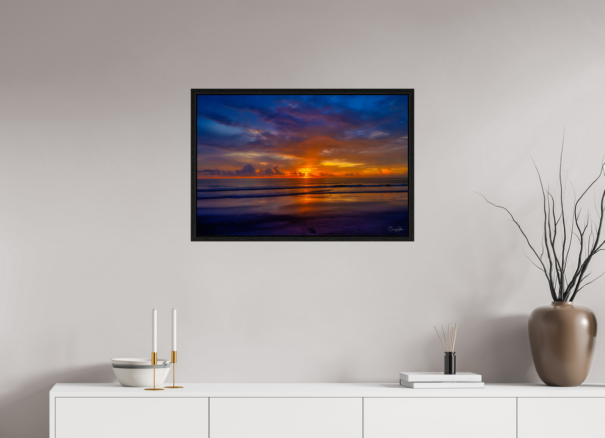 30 x 20″, Floater Frame Sunset Shoreline IRB
