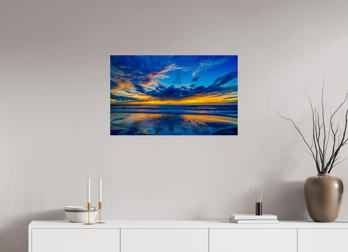31.8 x 20″, Metal Print Blue Sunset