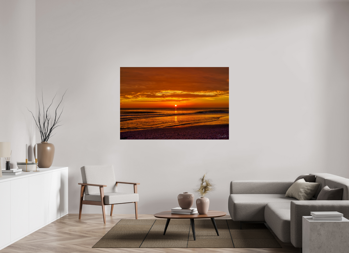 64.6 x 43″, Metal Print Sunset on the Gulf