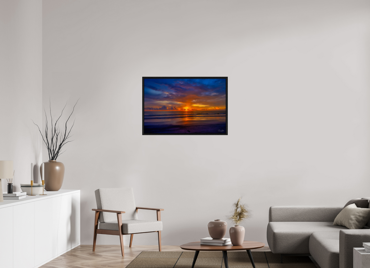 36 x 24″, Floater Frame Sunset Shoreline IRB