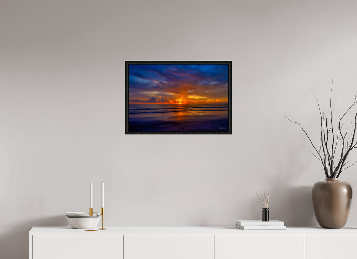 24 x 16″, Floater Frame Sunset Shoreline IRB
