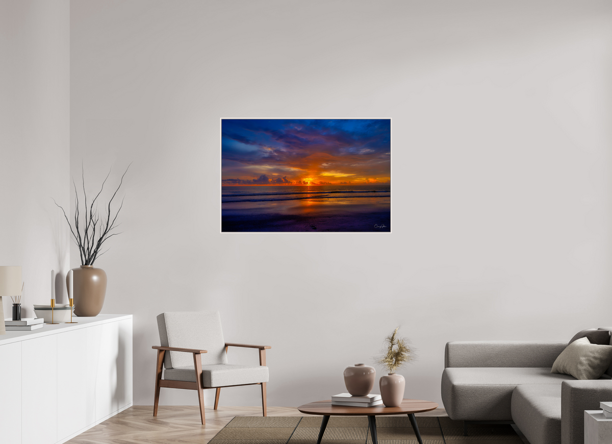 45 x 30″, Acrylic Print Sunset Shoreline IRB