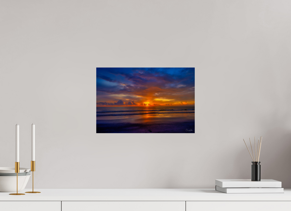 15 x 10″, Metal Print Sunset Shoreline IRB