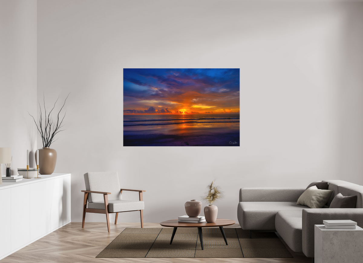 66 x 44″, Canvas Print Sunset Shoreline IRB