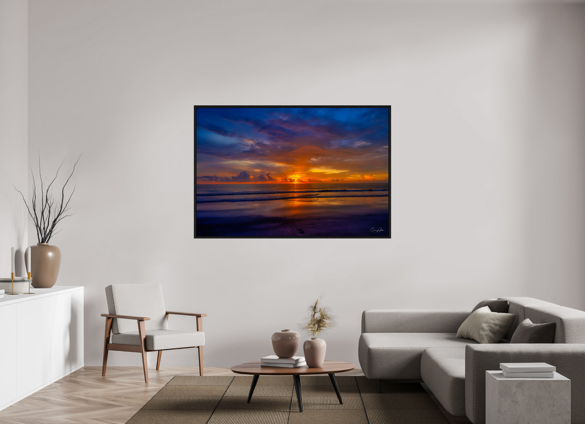 66 x 44″, Floater Frame Sunset Shoreline IRB