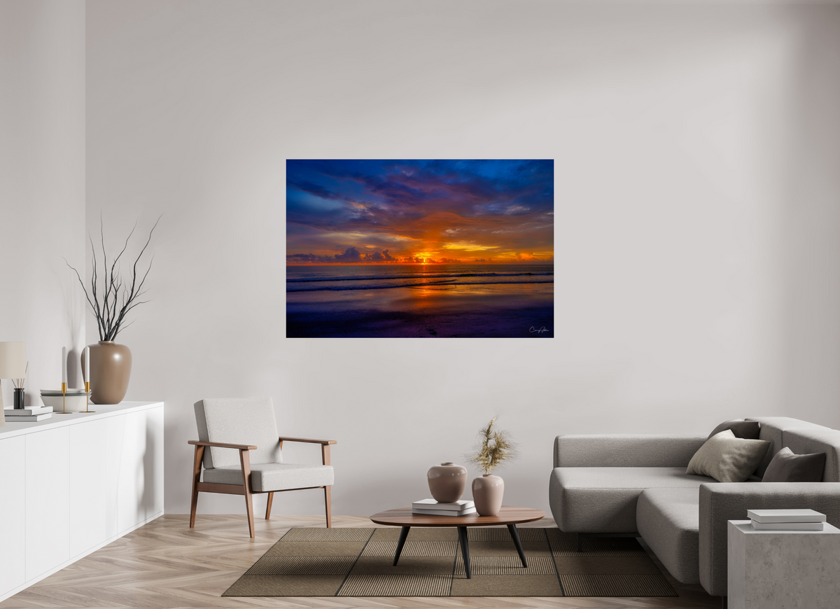66 x 44″, Metal Print Sunset Shoreline IRB