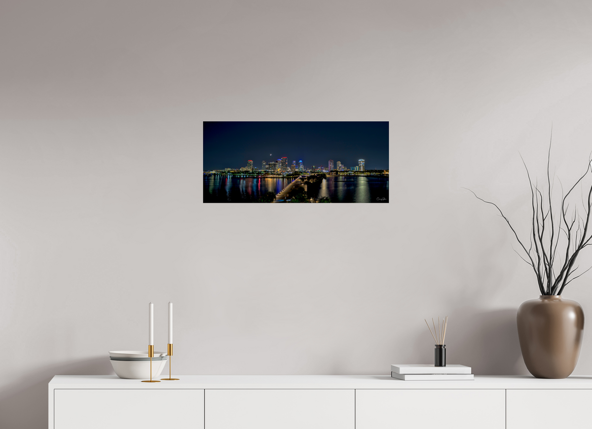 27.2 x 12″, Photo Print Under Acrylic Glass Saint Petersburg, Florida Night Sky
