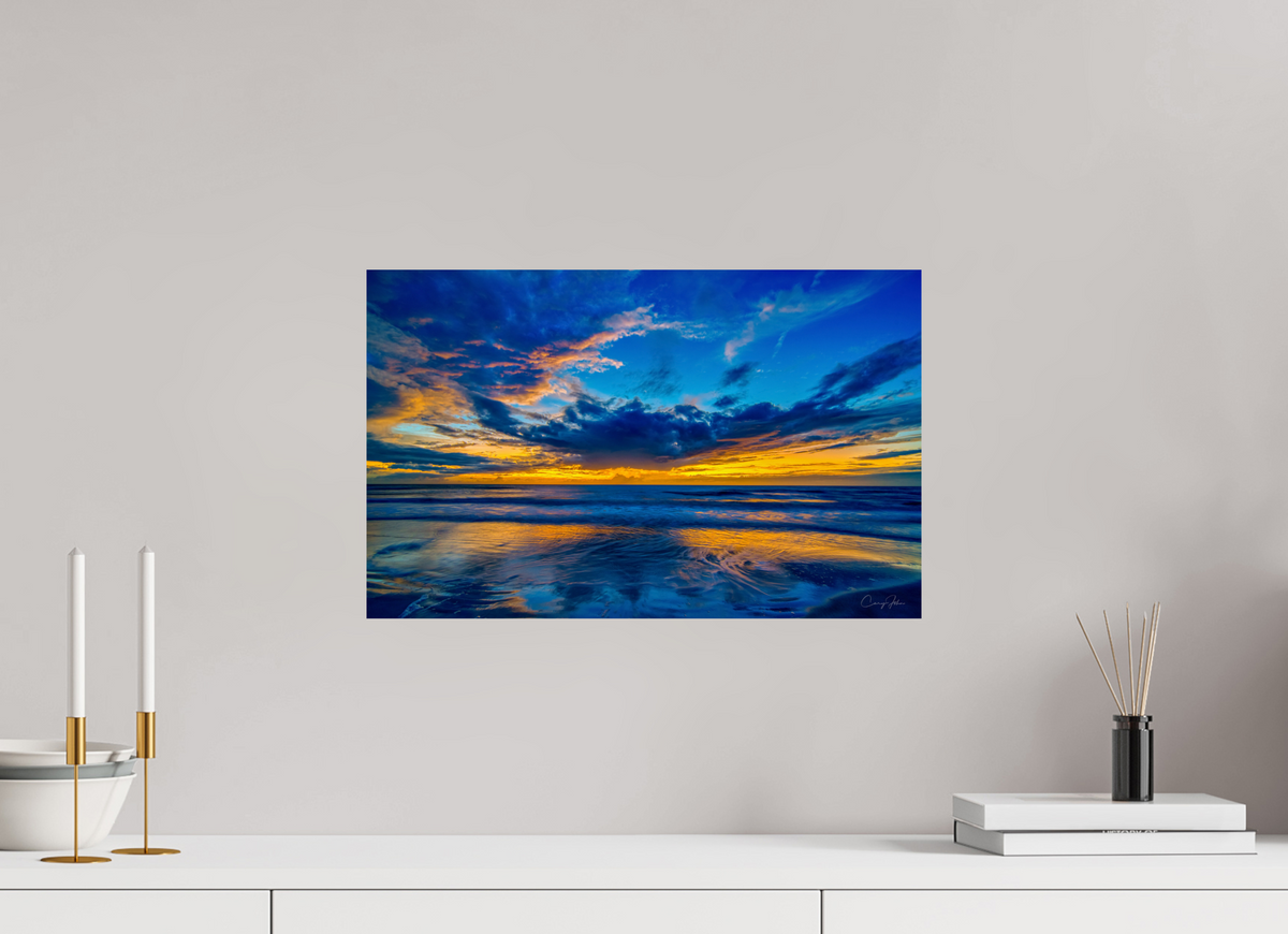 19.1 x 12″, Metal Print Blue Sunset