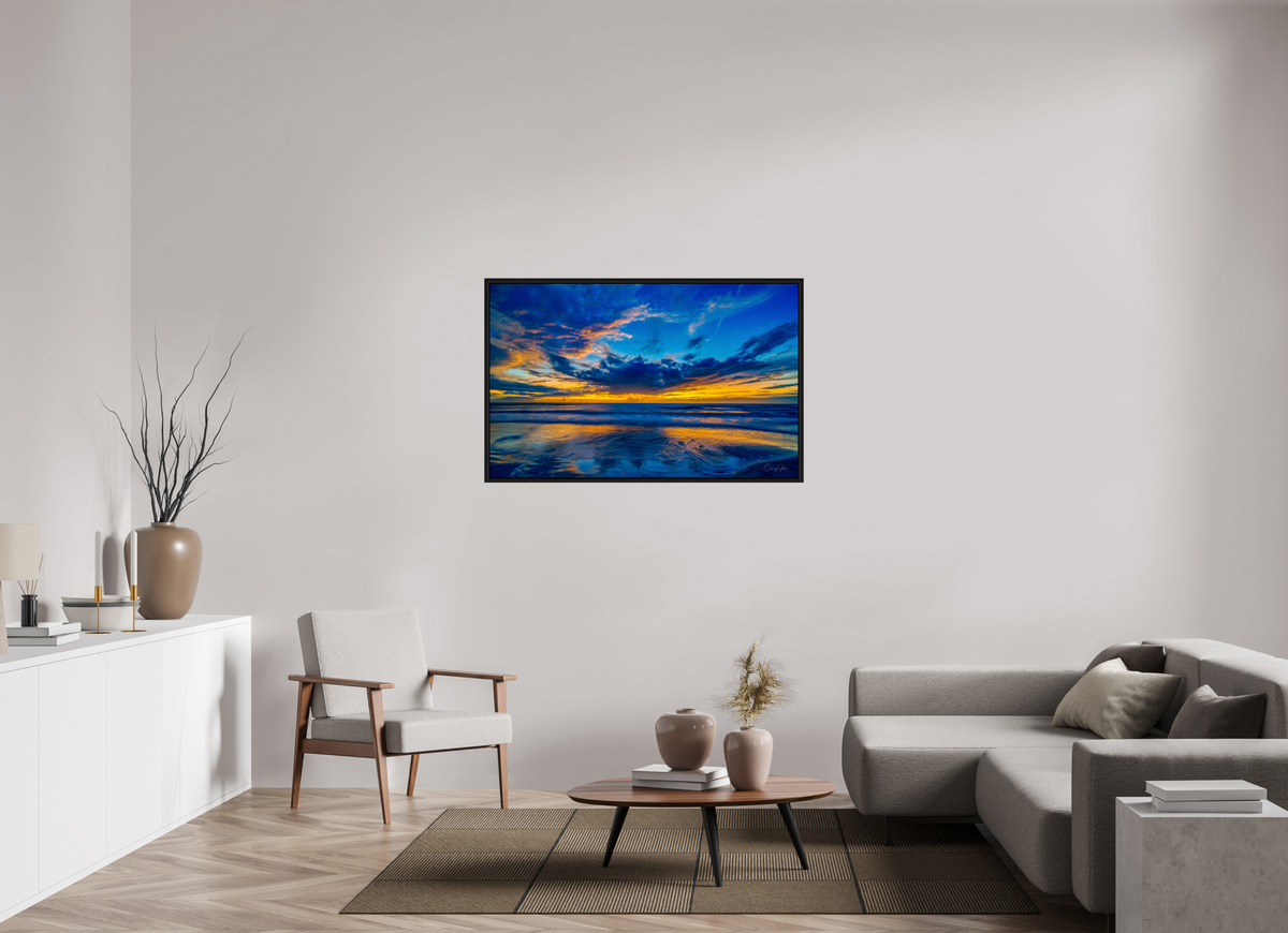 49.3 x 31″, Floater Frame Blue Sunset
