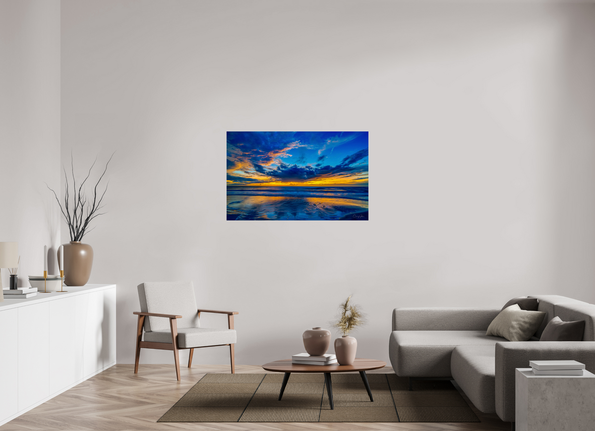 49.3 x 31″, Metal Print Blue Sunset