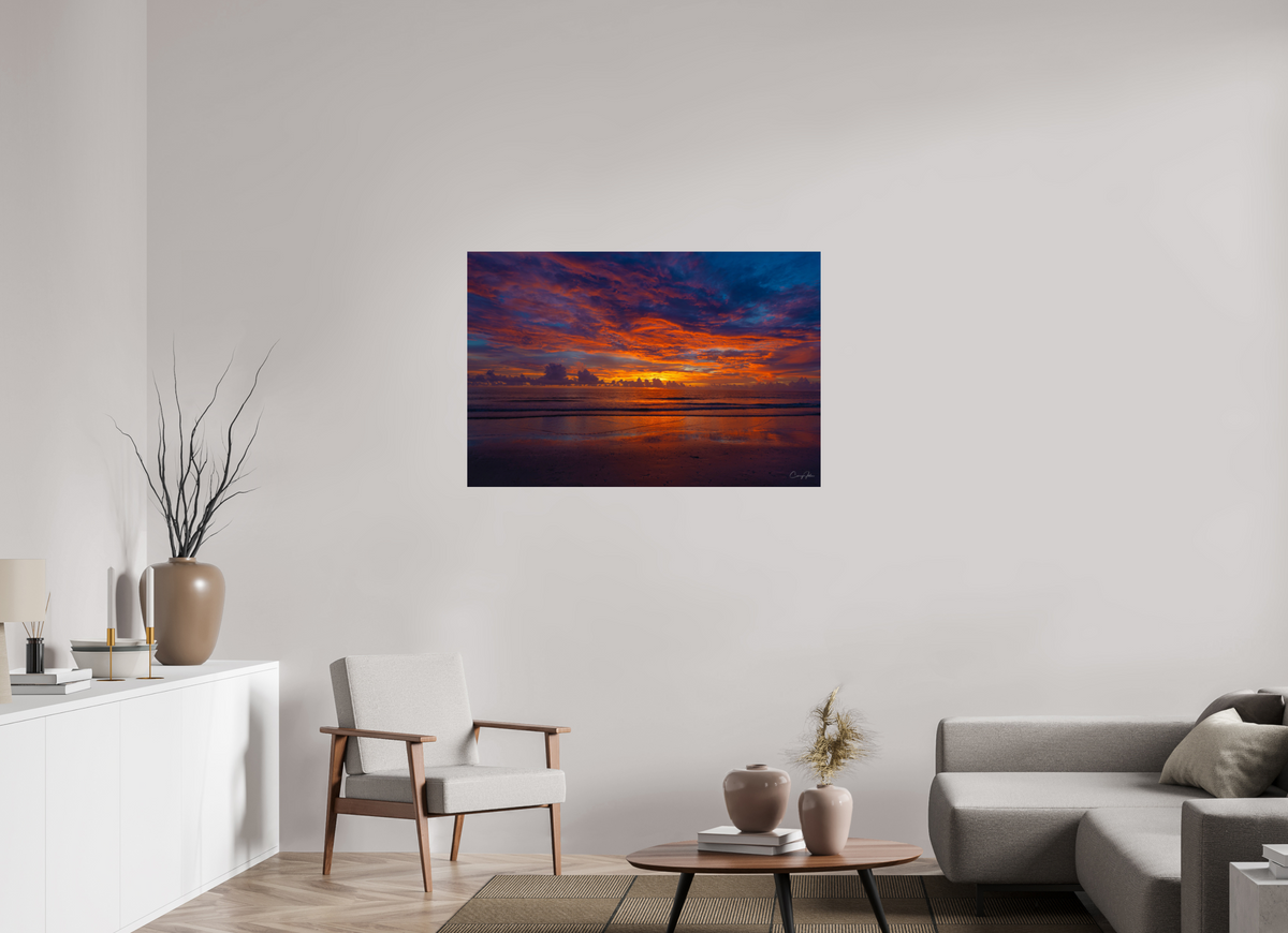 45 x 30″, Metal Print Indian Shores Sky on Fire