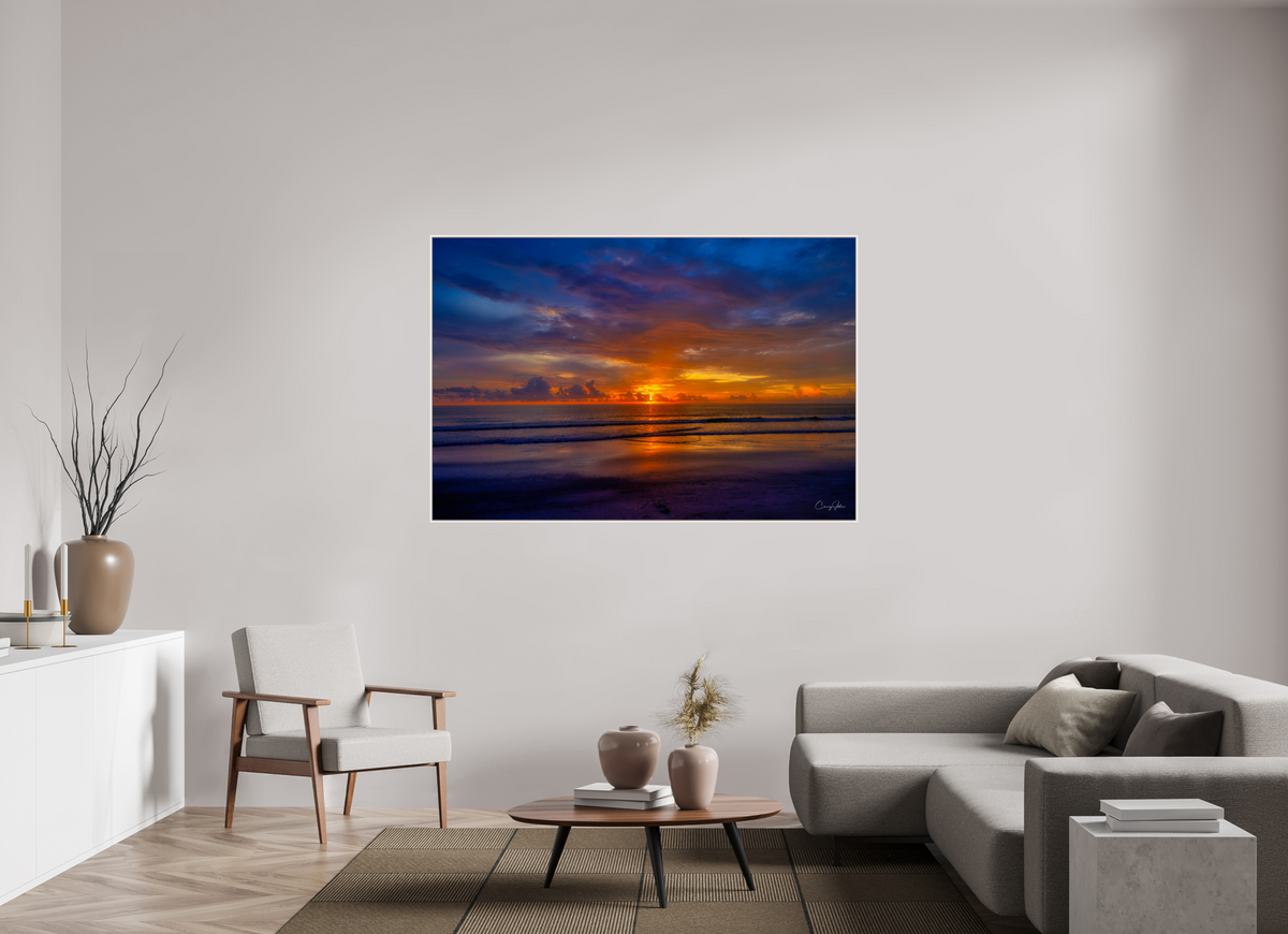 66 x 44″, Acrylic Print Sunset Shoreline IRB
